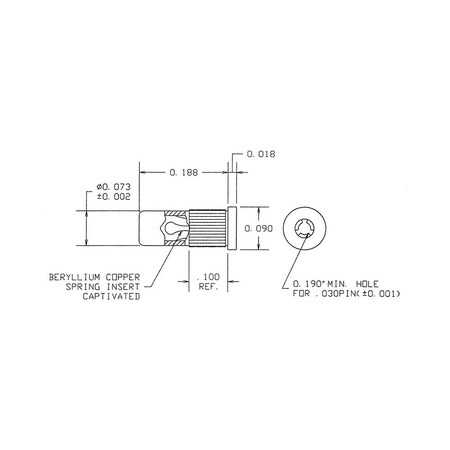 Concord Electronics PC JACK - NON-INSULATED, GOLD PLTD, 0.206" L, 09-9169-1-03-500 09-9169-1-03
